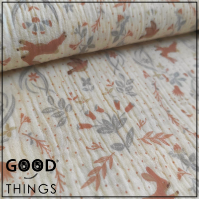Musselina | Double Gauze | Coelhinhos fundo Floral