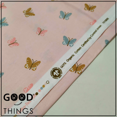 Tecido Borboletas fundo Rosa