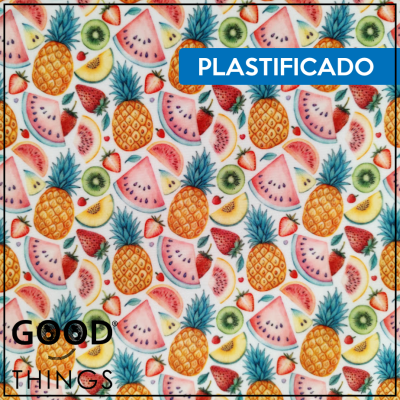 Tecido Plastificado | Frutas Tropicais fundo Branco