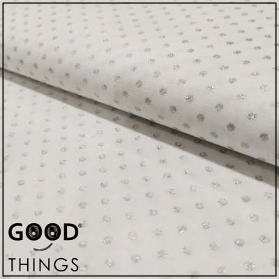 Tecido Bolinhas Prateadas