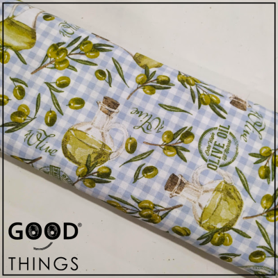 Loneta Azeite fundo Xadrez Azul