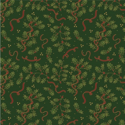 Tecido Azevinho fundo Verde