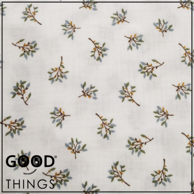 Musselina | Double Gauze | Raminho fundo Branco