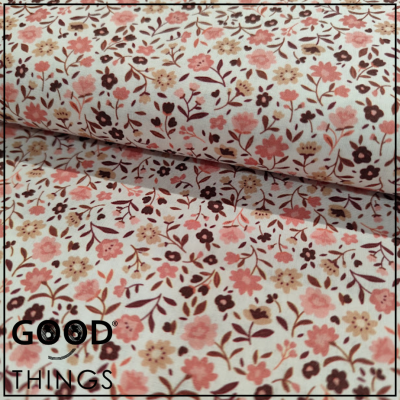 Tecido Florinhas | Florinhas Rosa fundo Branco