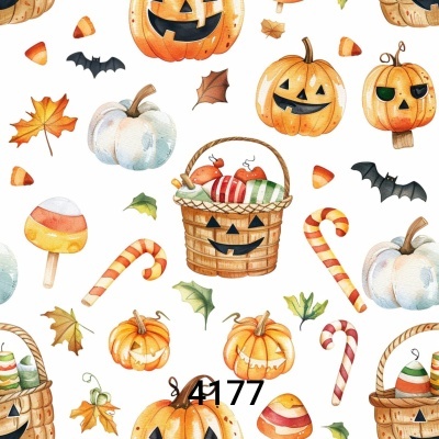 Tecido Halloween | Cesto e Abóboras