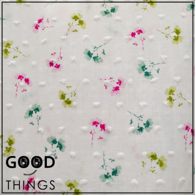 Tecido Plumeti Raminhos Rosa e Verde