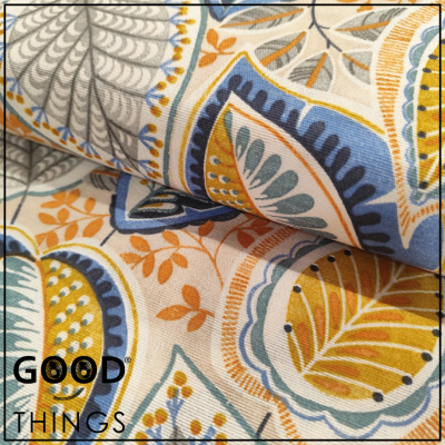 Loneta Folhas Azuis e Amarelas