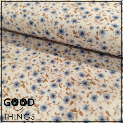 Tecido Florinhas | Flores Azuis fundo Branco