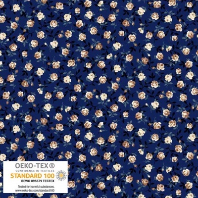 STOF FABRICS | Molly Roses | Rosinhas fundo Marinho