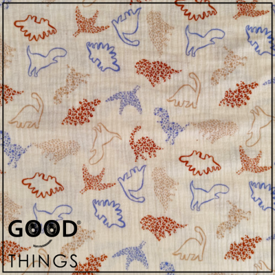 Musselina | Double Gauze | Dinossauros fundo Creme