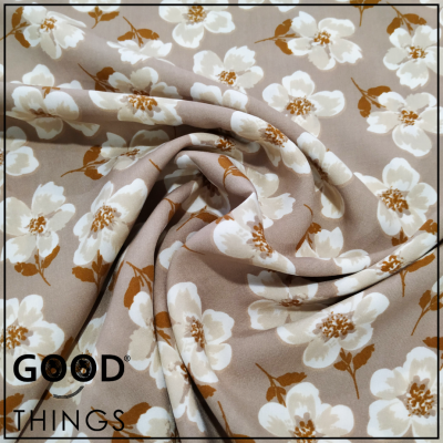 Viscose Floral fundo Bege
