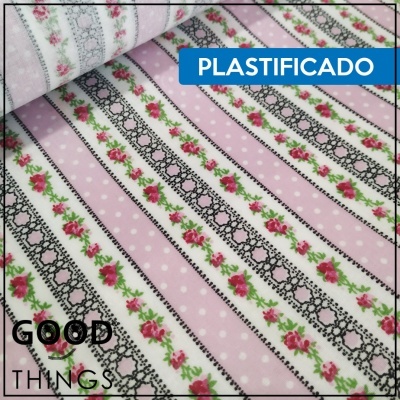Tecido Plastificado | Floral Chita Rosa
