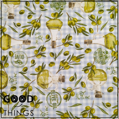 Loneta Azeite fundo Xadrez Azul