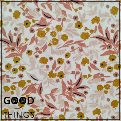 Tecido Tisana | Floral Coral fundo Branco