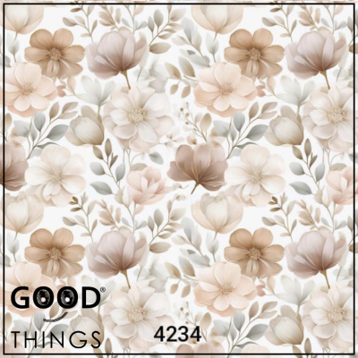 Tecido Magnólias tons Bege Escuro