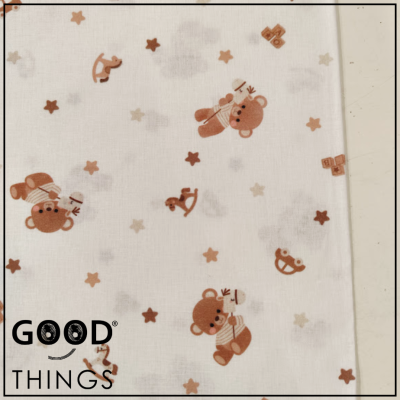 Tecido Ursinhos e Estrelinhas Bege