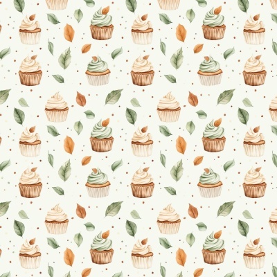 Tecido Cupcakes e Folhinhas