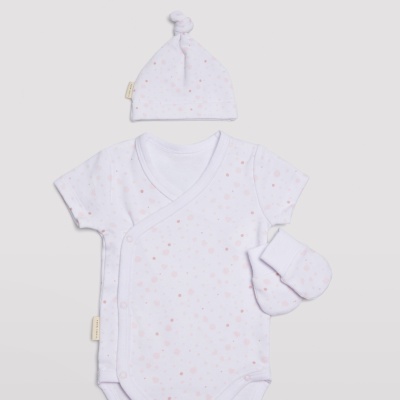 Conjunto "Primeira Roupa" Bolinhas Rosa