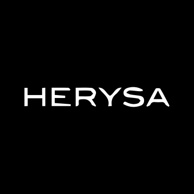 Logótipo HERYSAS em letras brancas sobre fundo preto