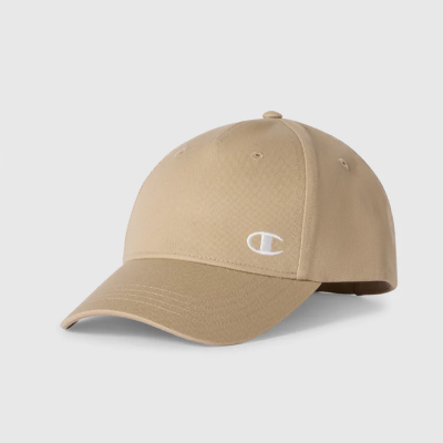 Boné bege com logo branco bordado
