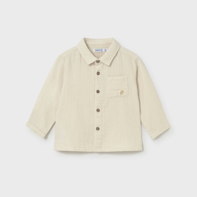 Camisa bebé creme com botões e bolso