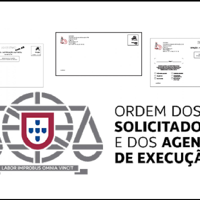 Logótipo da Ordem dos Solicitadores e dos Agentes de Execução com escudo e balança cinzenta