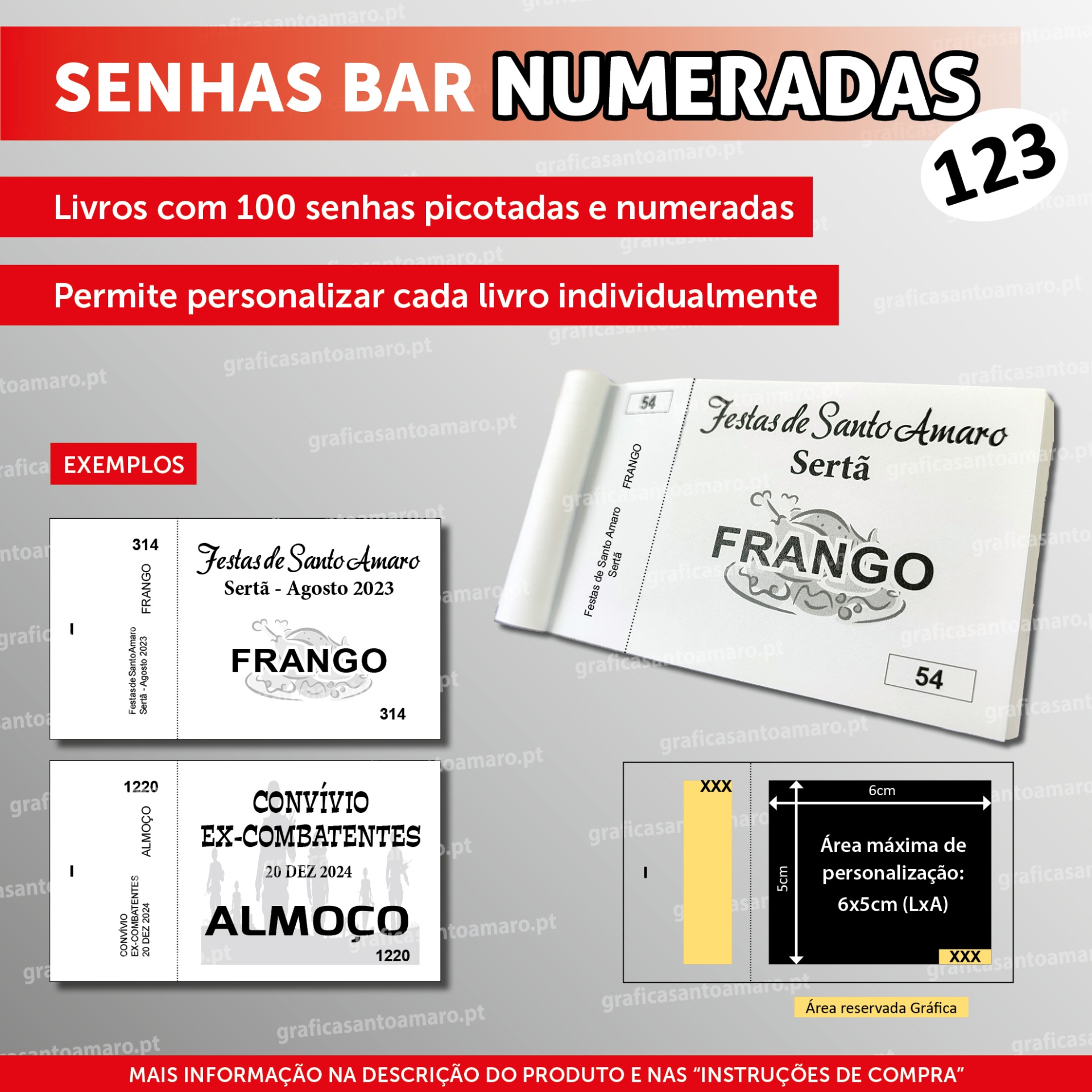 SENHAS DE BAR NUMERADAS Senhas para bar numeradas com exemplos para eventos Festas de Santo Amaro e Convívio Ex-Combatentes