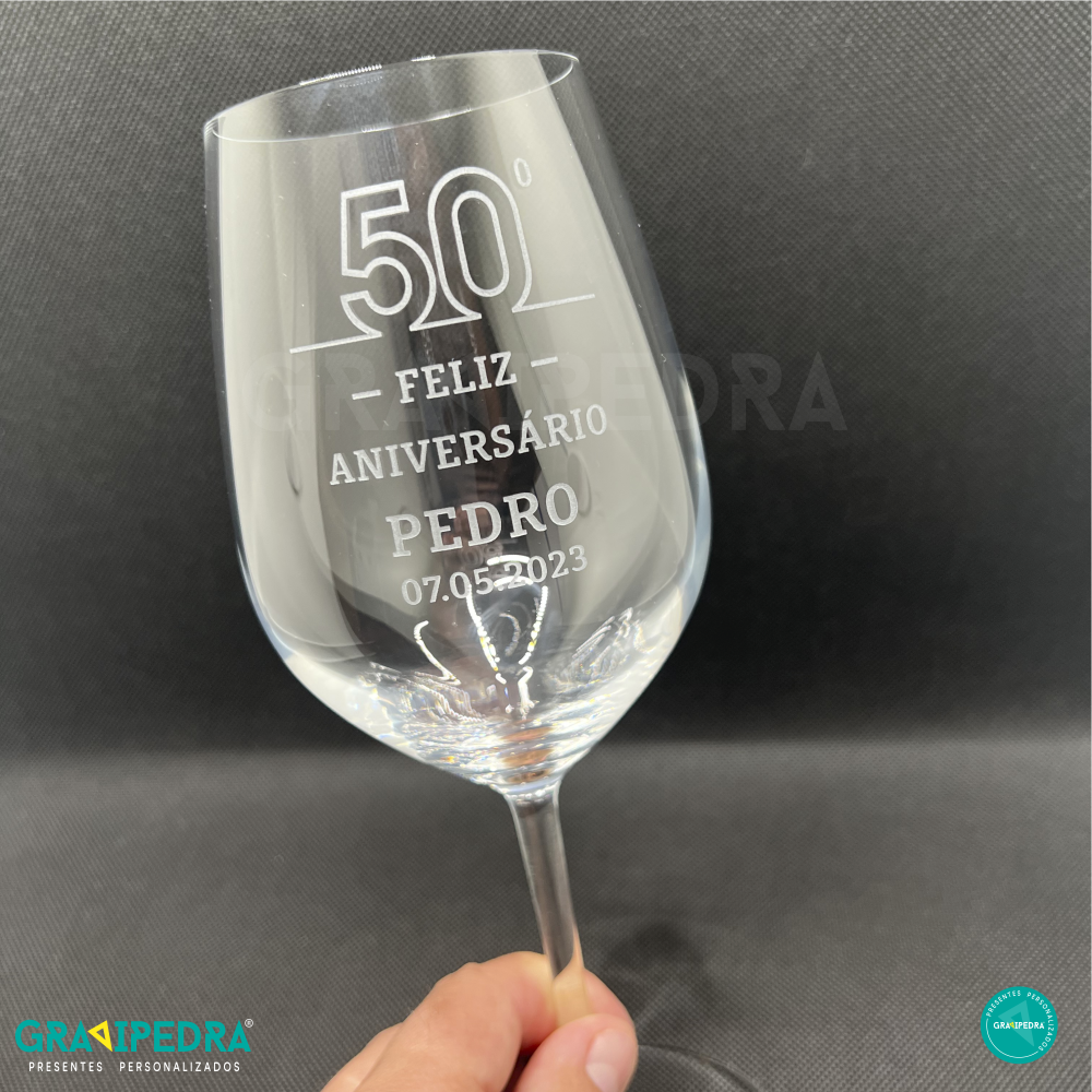 Copo em vidro personalizado - Feliz Aniversário - CFA29 Taça de vidro transparente com gravação personalizada para aniversário