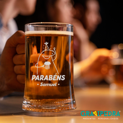 Caneca de cerveja personalizada com parabéns e nome Samuel