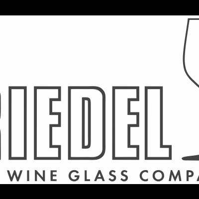 Logótipo da empresa RIEDEL com taça de vinho e texto