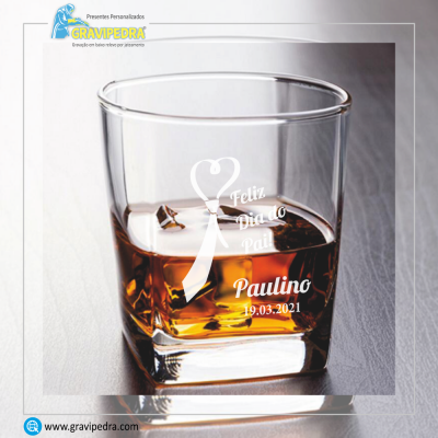 Copo de vidro com gravação personalizada para o Dia do Pai