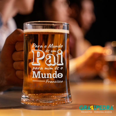 Copo de cerveja com texto personalizado para pai e nome Francisco