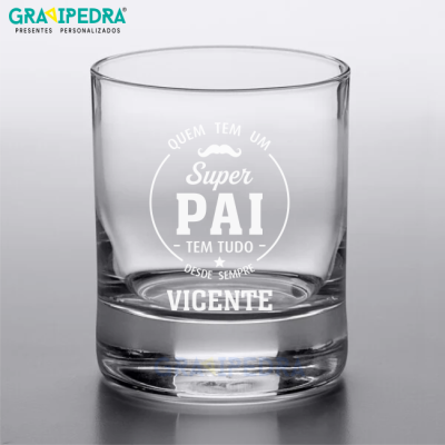 Copo de vidro personalizado com texto para pai