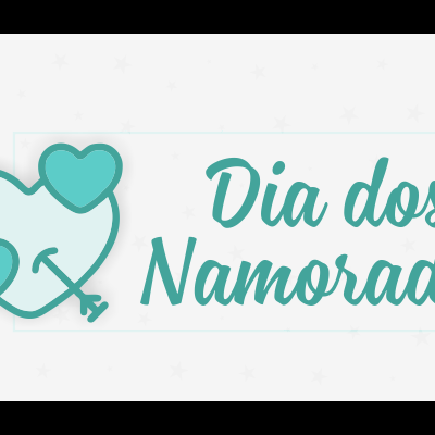 Gráfico com coração e texto Dia dos Namorados