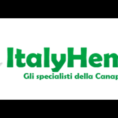 Logótipo ItalyHemp com folha verde, vermelha e cinzenta e texto OEM specialist skins Canapa