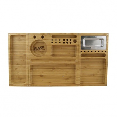 Tabuleiro organizador para tabaco RAW em madeira bambu com gravação