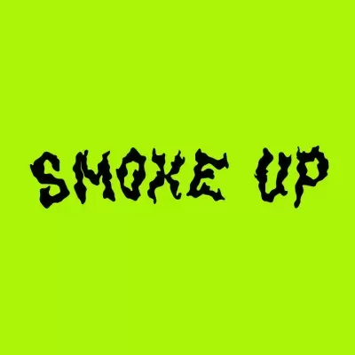 Texto 'SMOKE UP' em letras pretas sobre fundo verde fluorescente