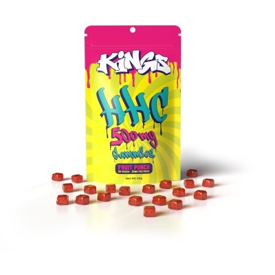 Pacote colorido com gomas vermelhas dispersas