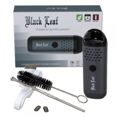 Vaporizador portátil preto Black Leaf com acessórios e embalagem