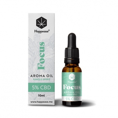 Frasco e embalagem de óleo aromático Focus 5% CBD da Happease