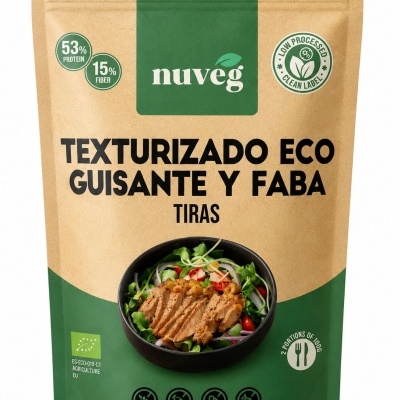 Embalagem de textura ecológica de tiras de guisante e faba Nuveg