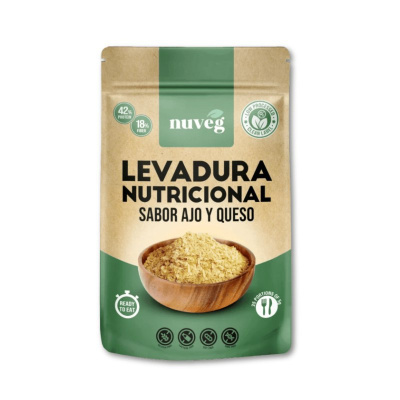 Embalagem de levadura nutricional sabor alho e queijo da Nuveg