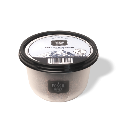 Embalagem plástica com sal negro do Himalaia da marca Fossil River