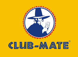 Logótipo CLUB-MATE com figura masculina a segurar um copo