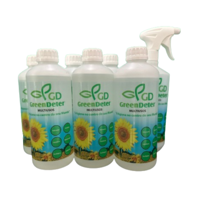 Frascos brancos GreenDeter Multiusos com rótulo de girassol