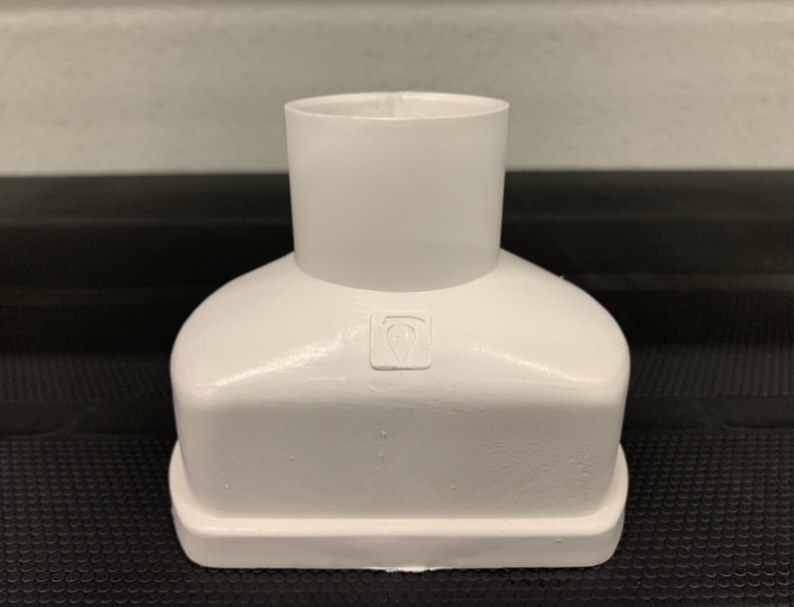 Topo con descarga para Perfil Producción Produto quadrado branco em plástico com topo cilíndrico e símbolo gravado