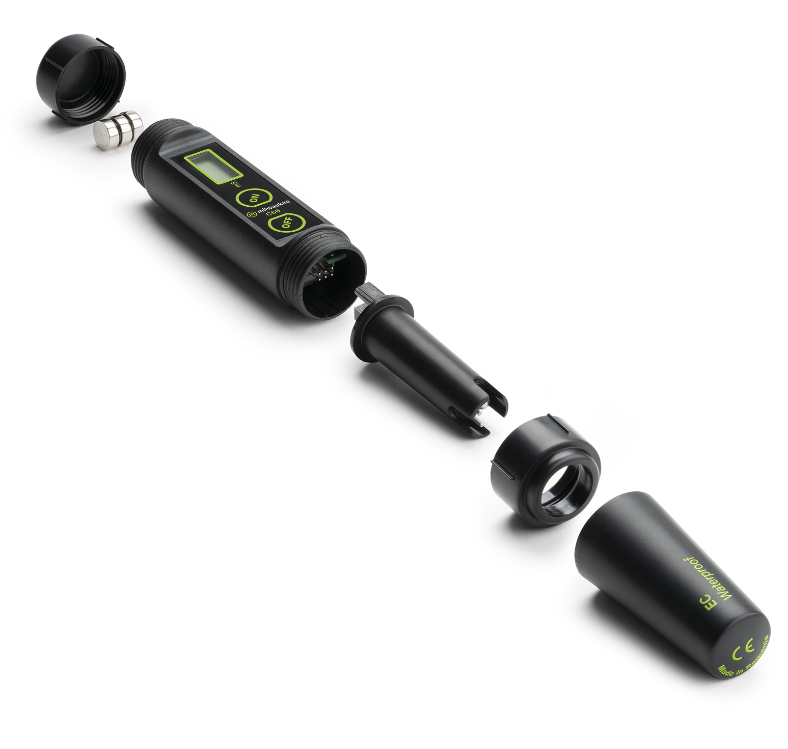 Medidor EC Sharp C66 Medidor digital de pH e ORP desmontado, corpo preto com visor verde