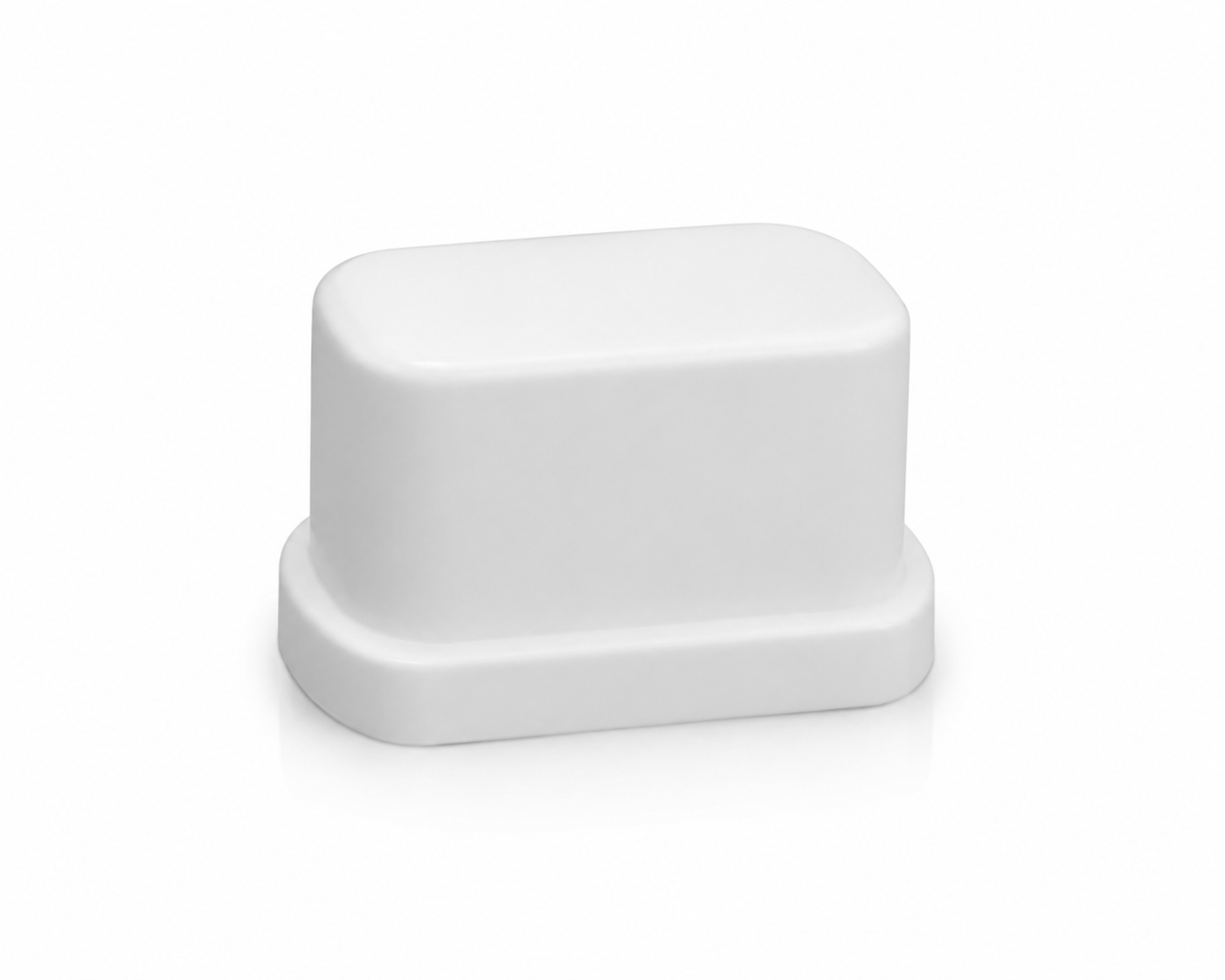Tapón para Perfil de Semillero Hidropónico 49mm Bloque de plastico blanco con base rectangular y bordes redondeados