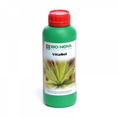 Hydro Vitasol - 1 Litro Frasco verde com tampa vermelha e rótulo com planta e texto BIO NOVA VitaSol