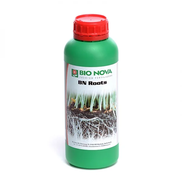 Hydro BN Roots - 1 Litro Frasco verde com tampa vermelha de fertilizante BIO NOVA BN Roots